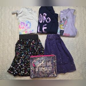 Girls 7/8 8 Sparkle Glam Bundle Skirt Tops Purse